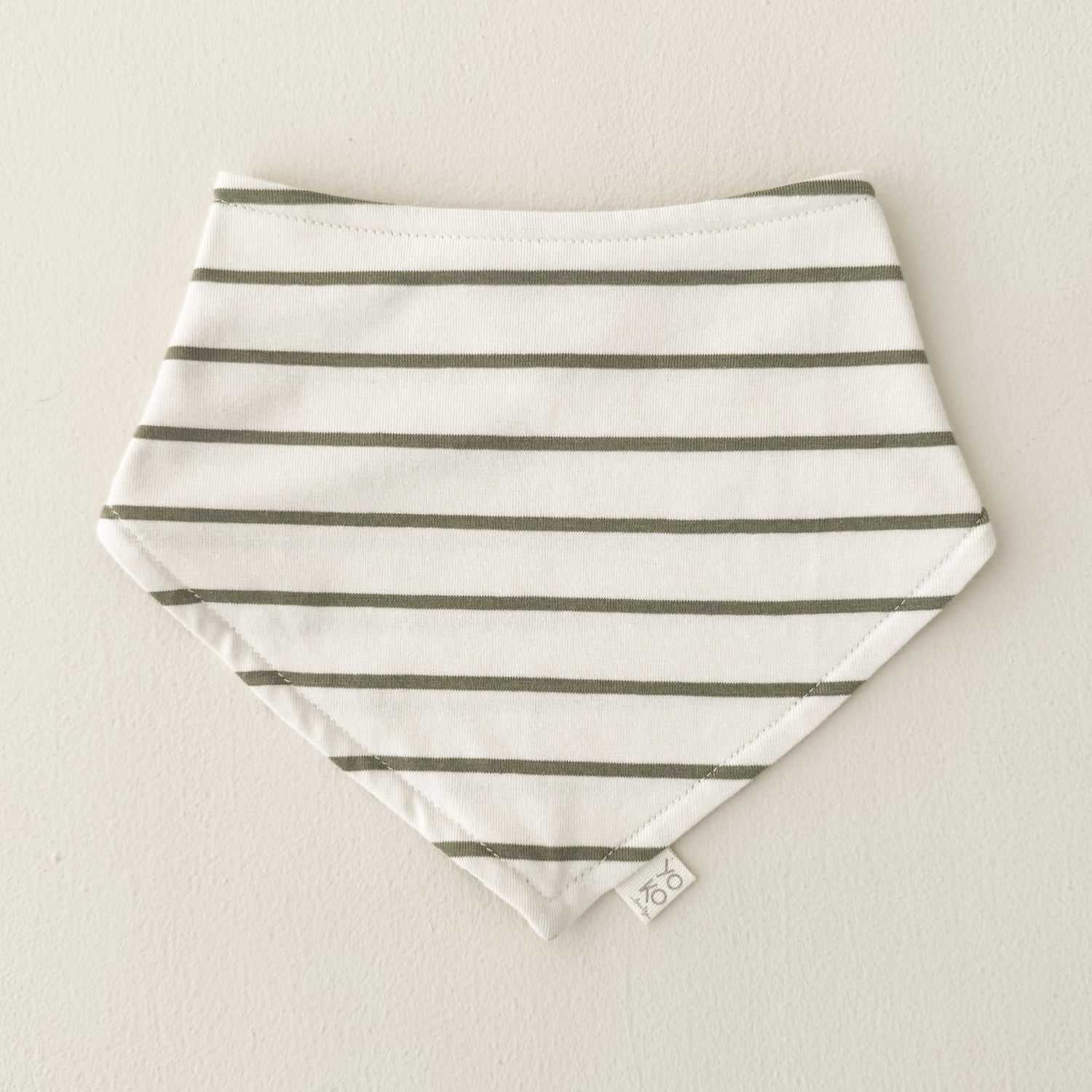 Babador Bandana Bebê Unissex - Algodão Premium - Listrado Marfim e Verde