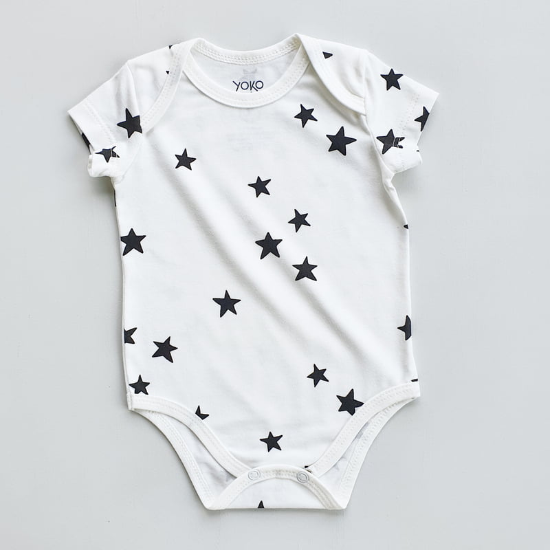 Body Bebê Manga Curta Unissex - Cotton Premium Leve - Estrelas