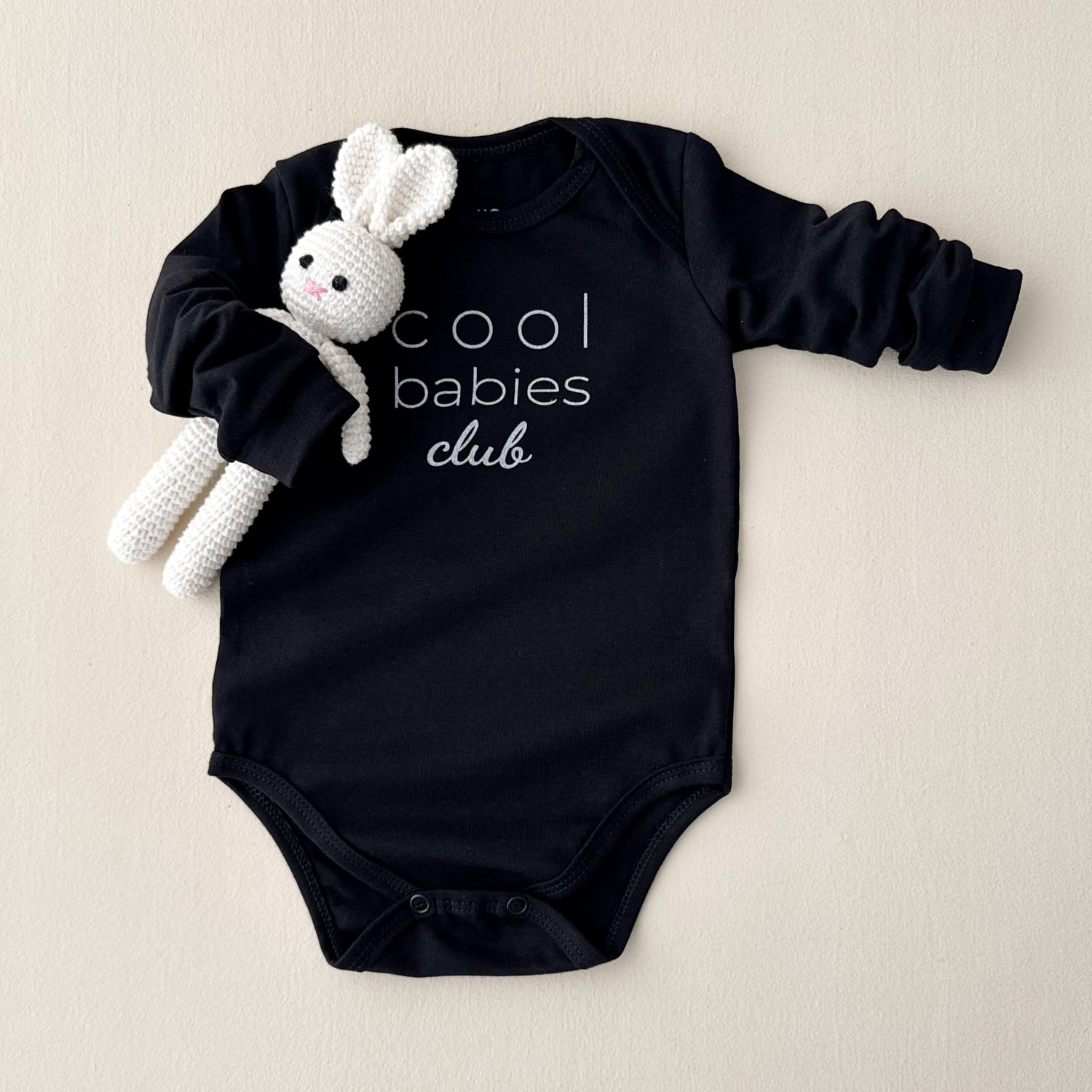 Body Bebe Manga Longa Unissex Preto - Cool Babies Club