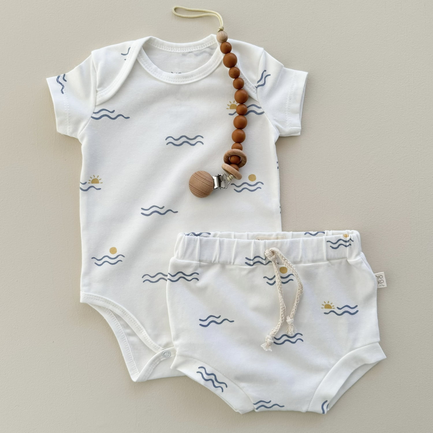 Conjunto Bebe Body Manga Curta e Tapa Fraldas - Sun & Sea