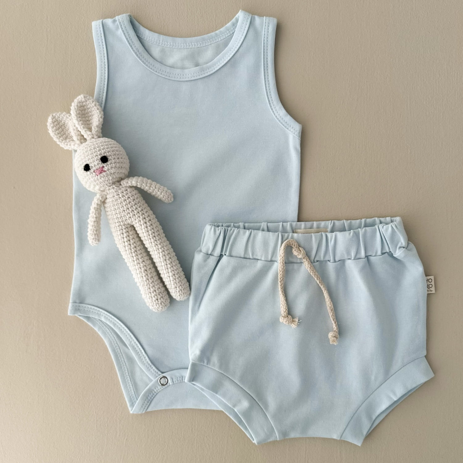 Conjunto Bebe Body Regata Cotton Leve - Azul Céu