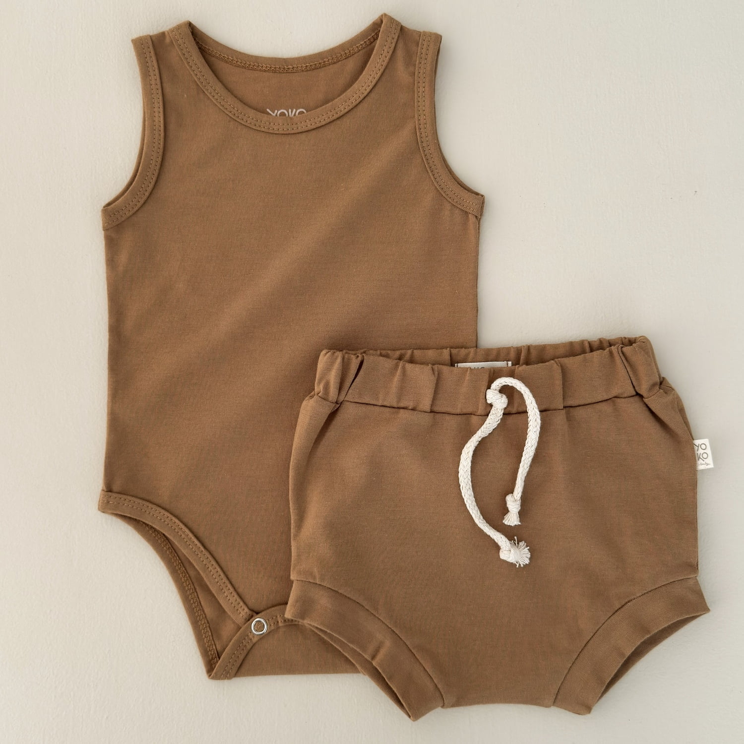Conjunto Bebe Body Regata Cotton Leve - Caramelo