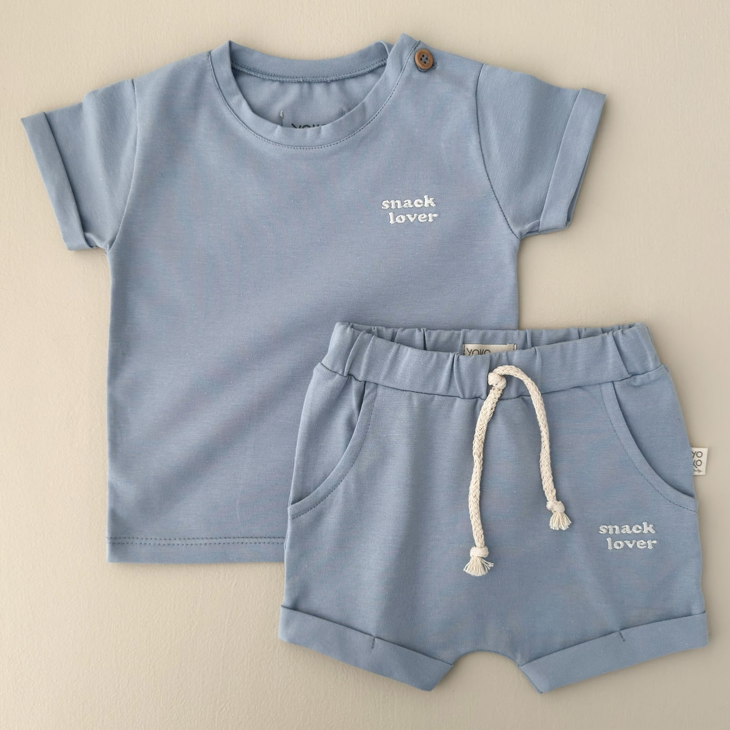 Conjunto Bebe Camiseta e Short - Azul Gelato