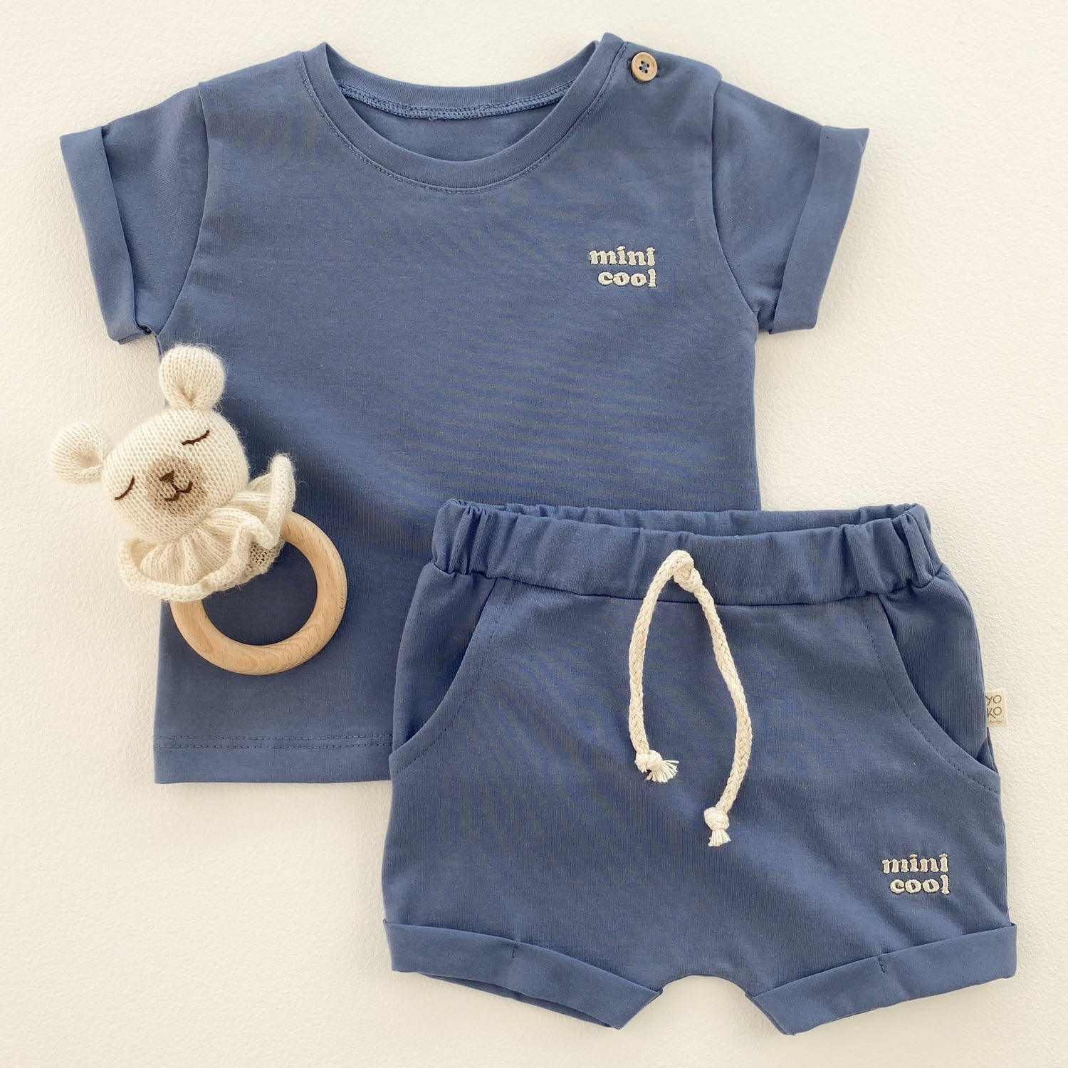 Conjunto Bebe Camiseta e Short - Azul Indigo