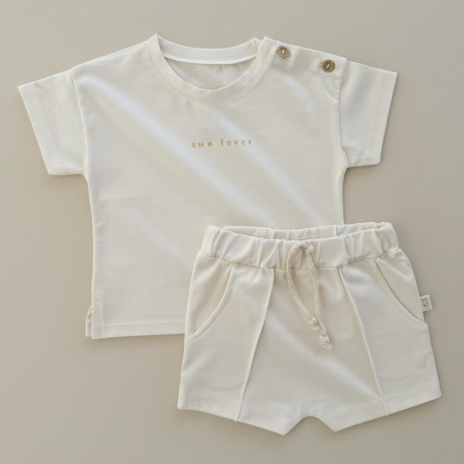 Conjunto Bebe Camiseta e Short Sun Lover  –  Natural