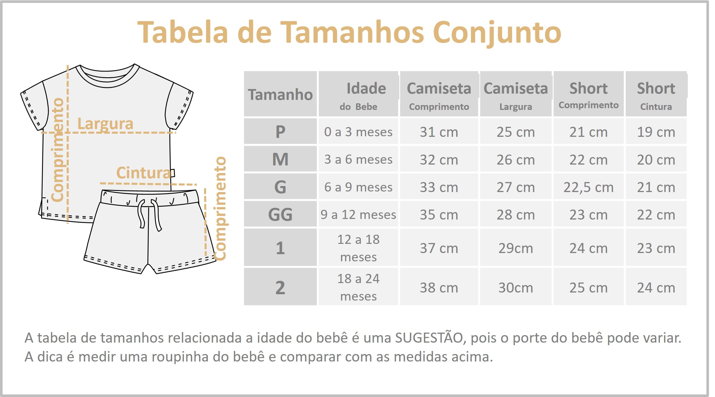 Conjunto Bebe Camiseta e Short Waffle – Telha www.yokobaby.com.br