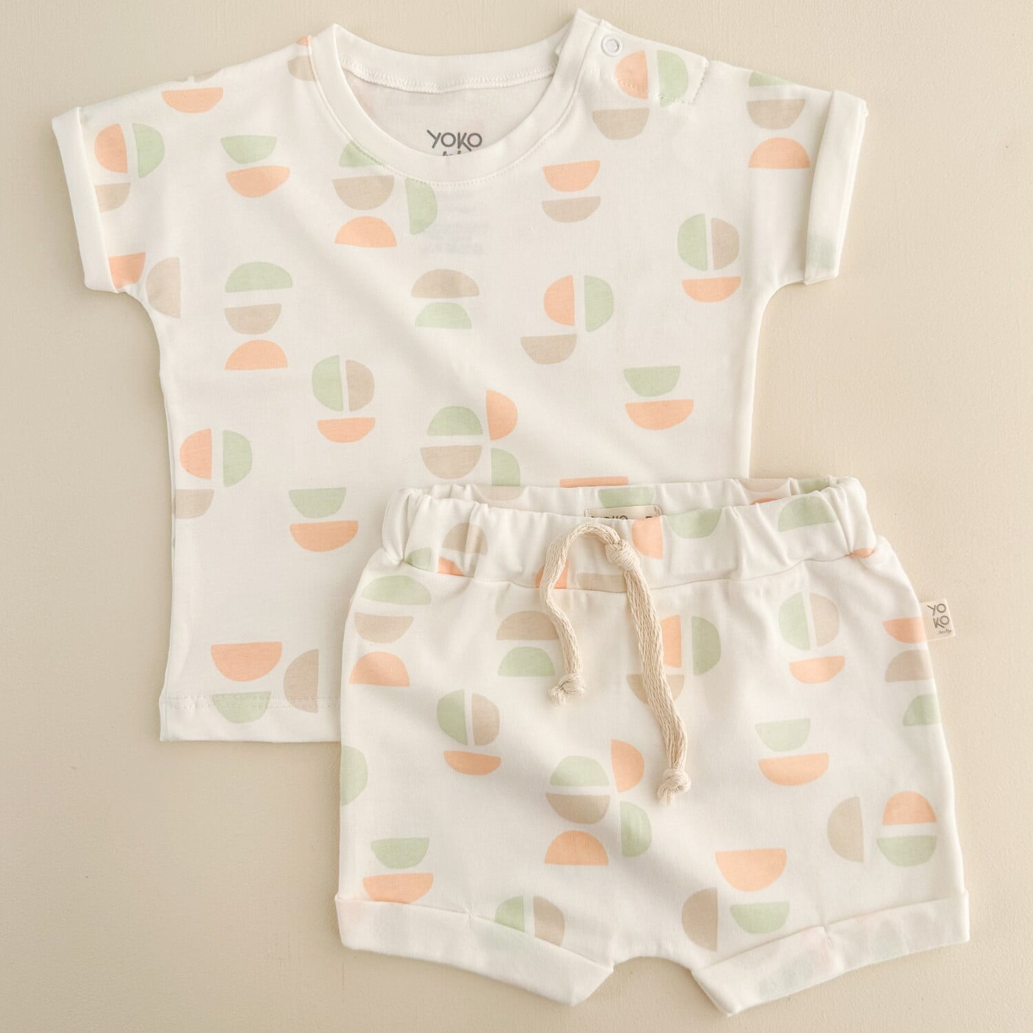 Conjunto Bebe Camiseta e Shorts Arcos - Off White