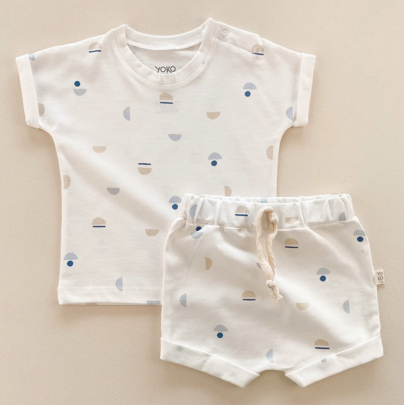 Conjunto Bebe Camiseta e Shorts - Arte Orgânica Azul