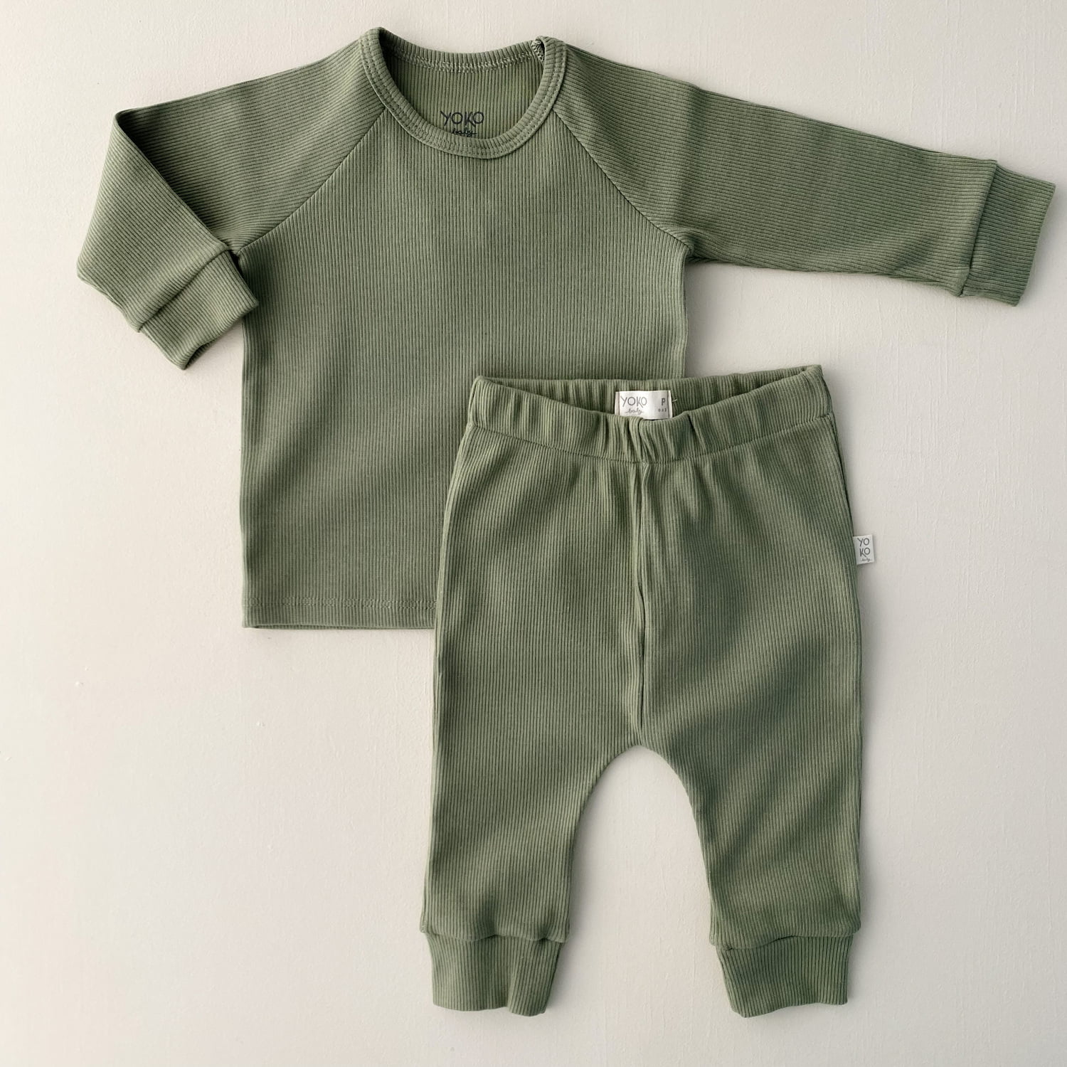 Conjunto Bebe Manga Longa Canelado - Verde Pistache