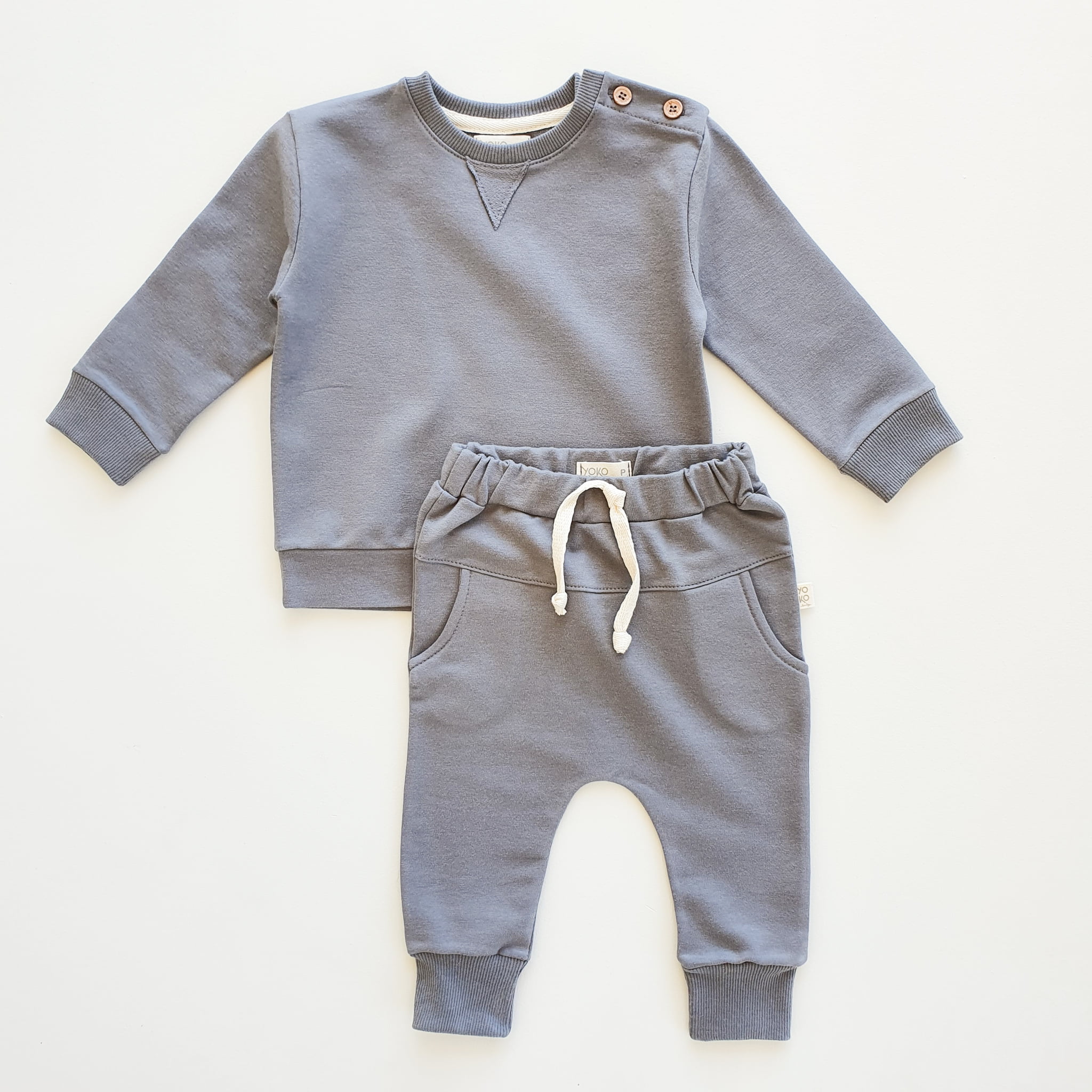 Conjunto Bebe Molecotton Manga Longa - Chumbo