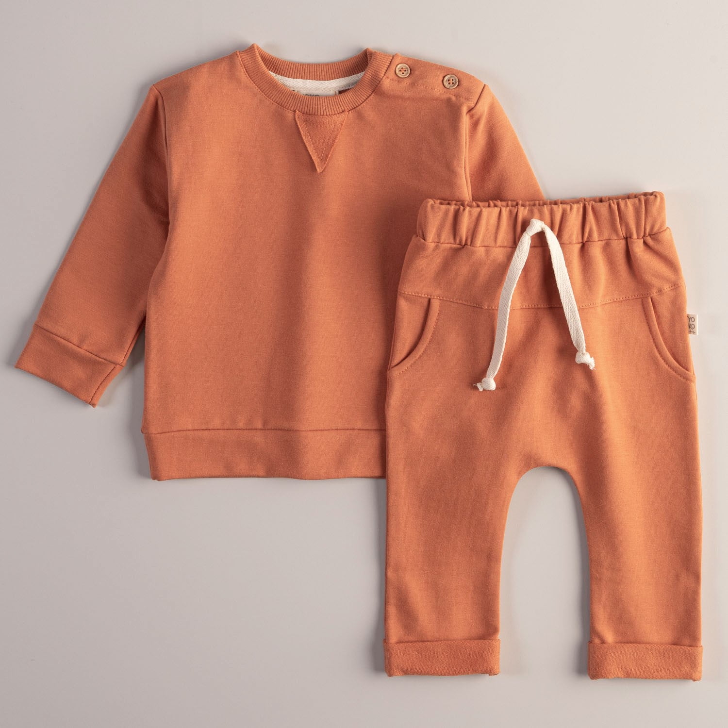 Conjunto Bebê Molecotton Manga Longa e Calça - Ferrugem