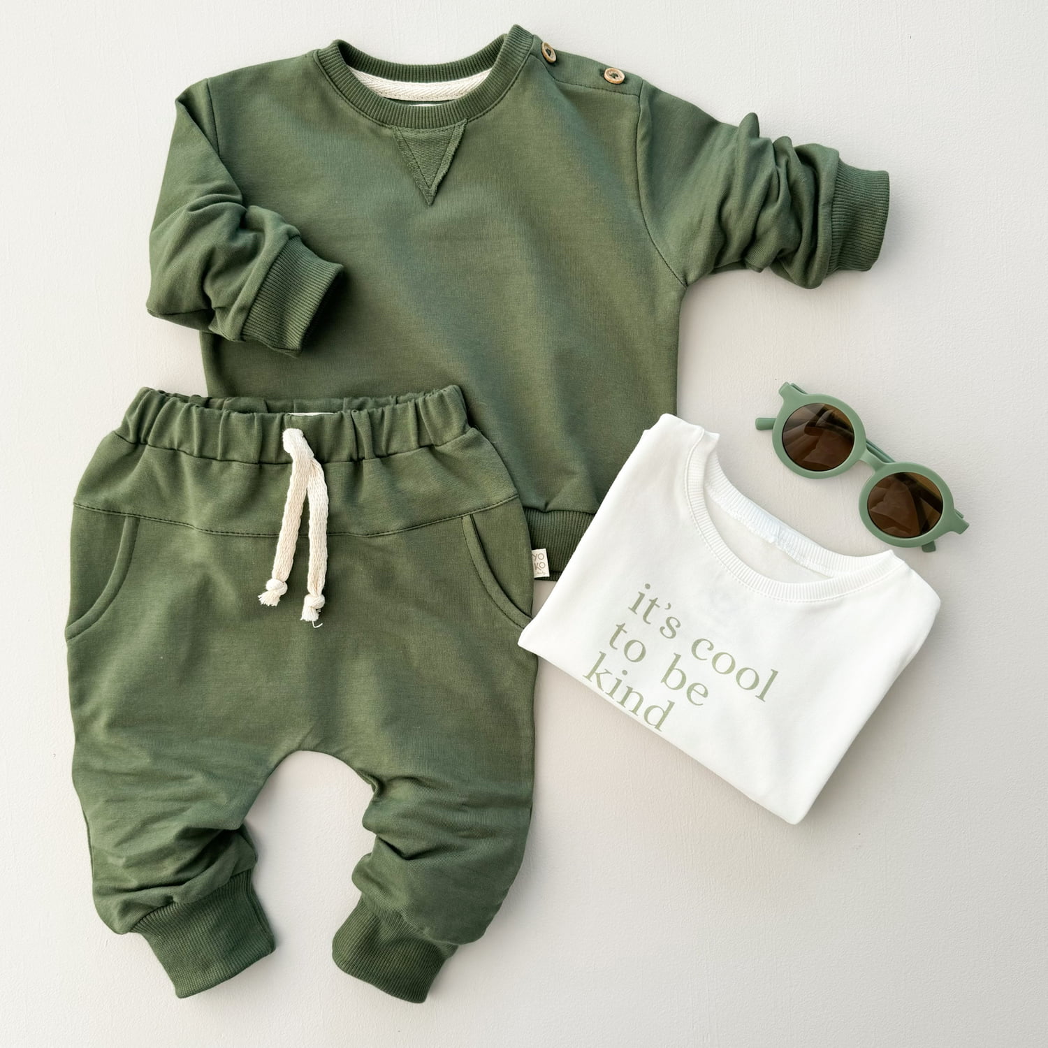 Conjunto Bebe Molecotton Manga Longa -  Verde Floresta