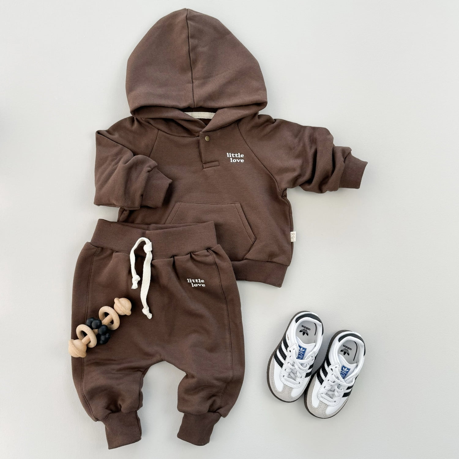 Conjunto Bebe Moletom Peluciado Comfy Capuz - Marrom Cacau