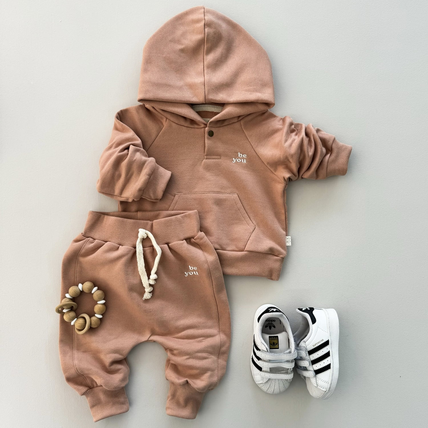 Conjunto Bebe Moletom Peluciado Comfy Capuz - Telha