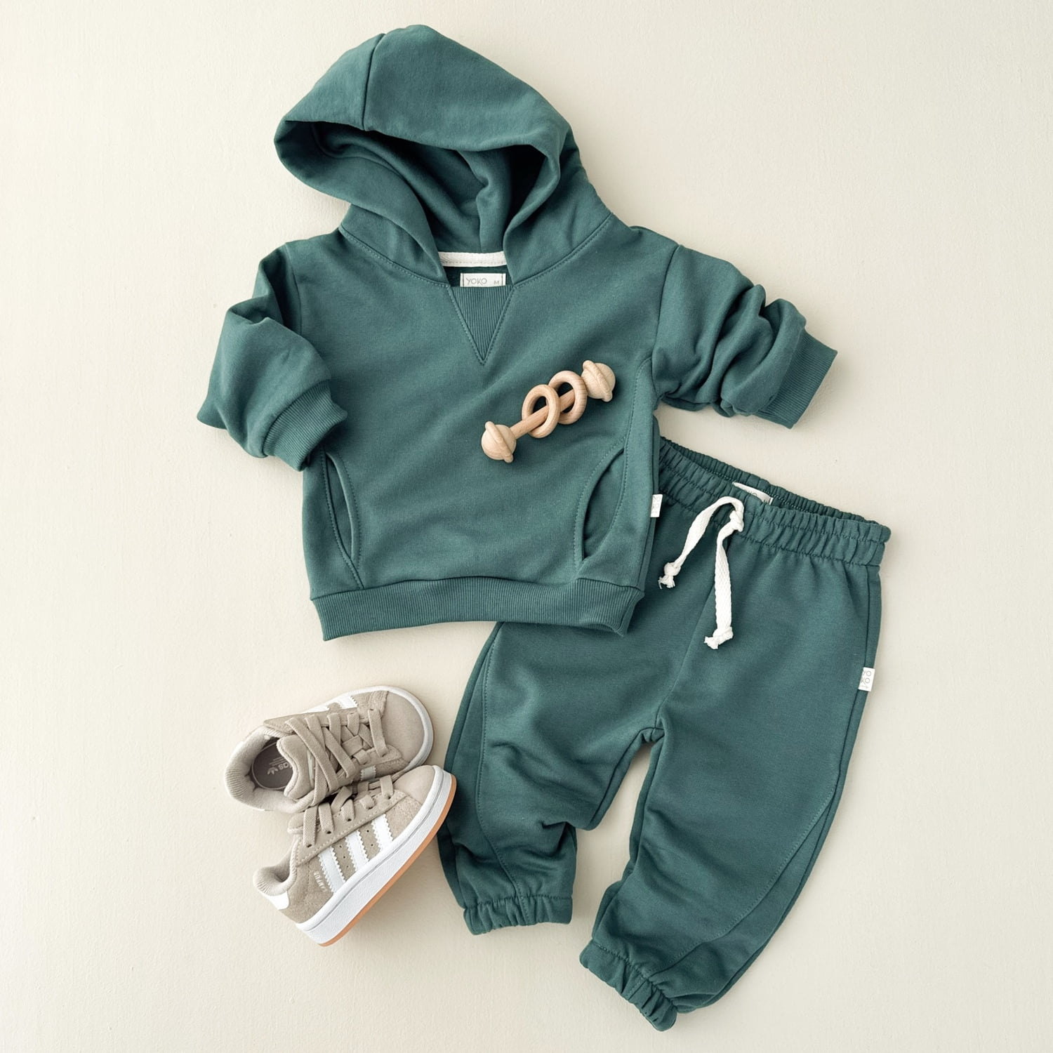 Conjunto Bebê Moletom Peluciado Comfy Capuz – Verde Aurora