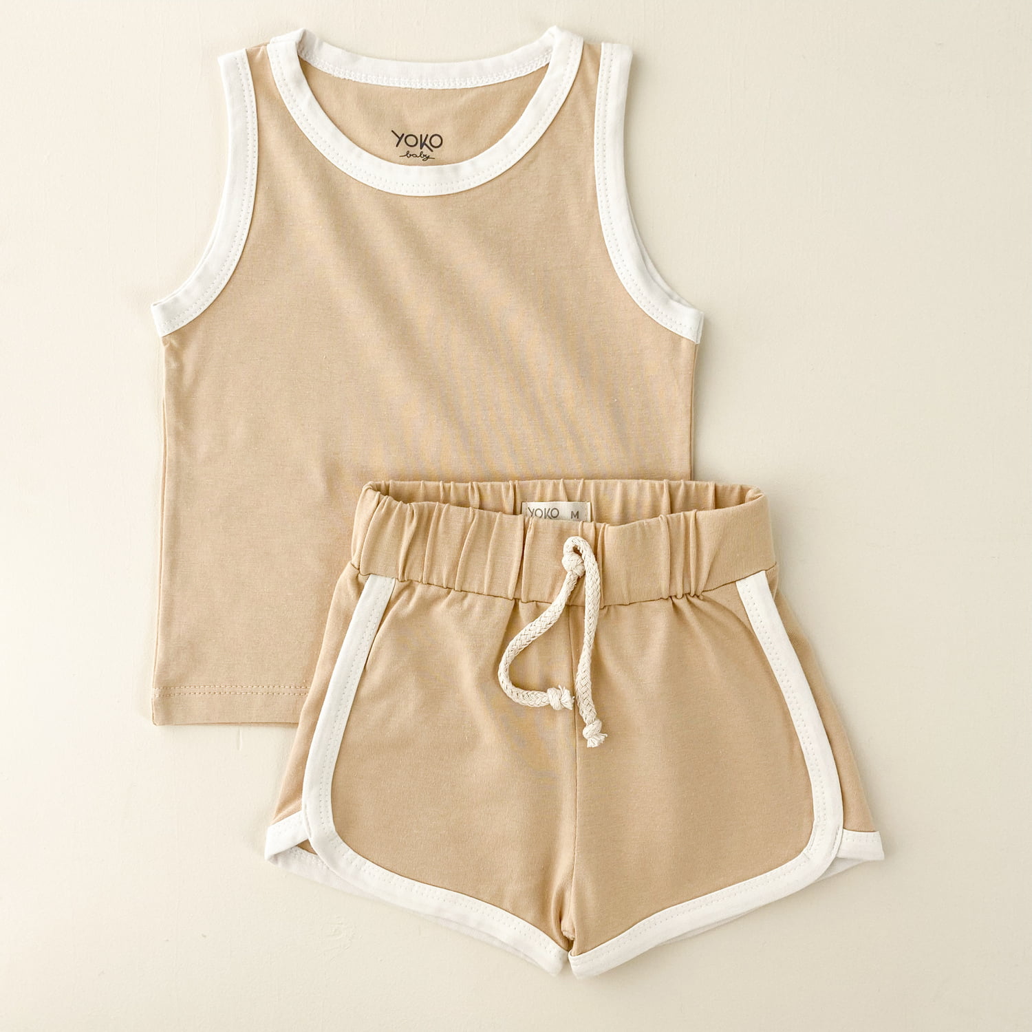 Conjunto Bebe Regata e Short - Amêndoa