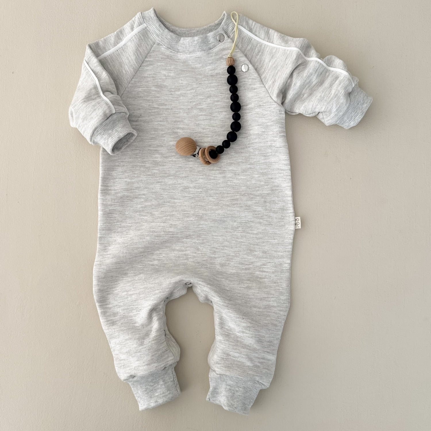 Macacão Bebê Moletom Peluciado Comfy – Mescla Claro com Off White