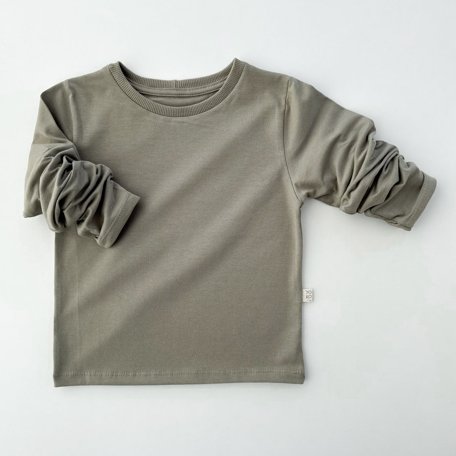 Camiseta Infantil Manga Longa Unissex - Cotton Premium Leve - Verde Oliva