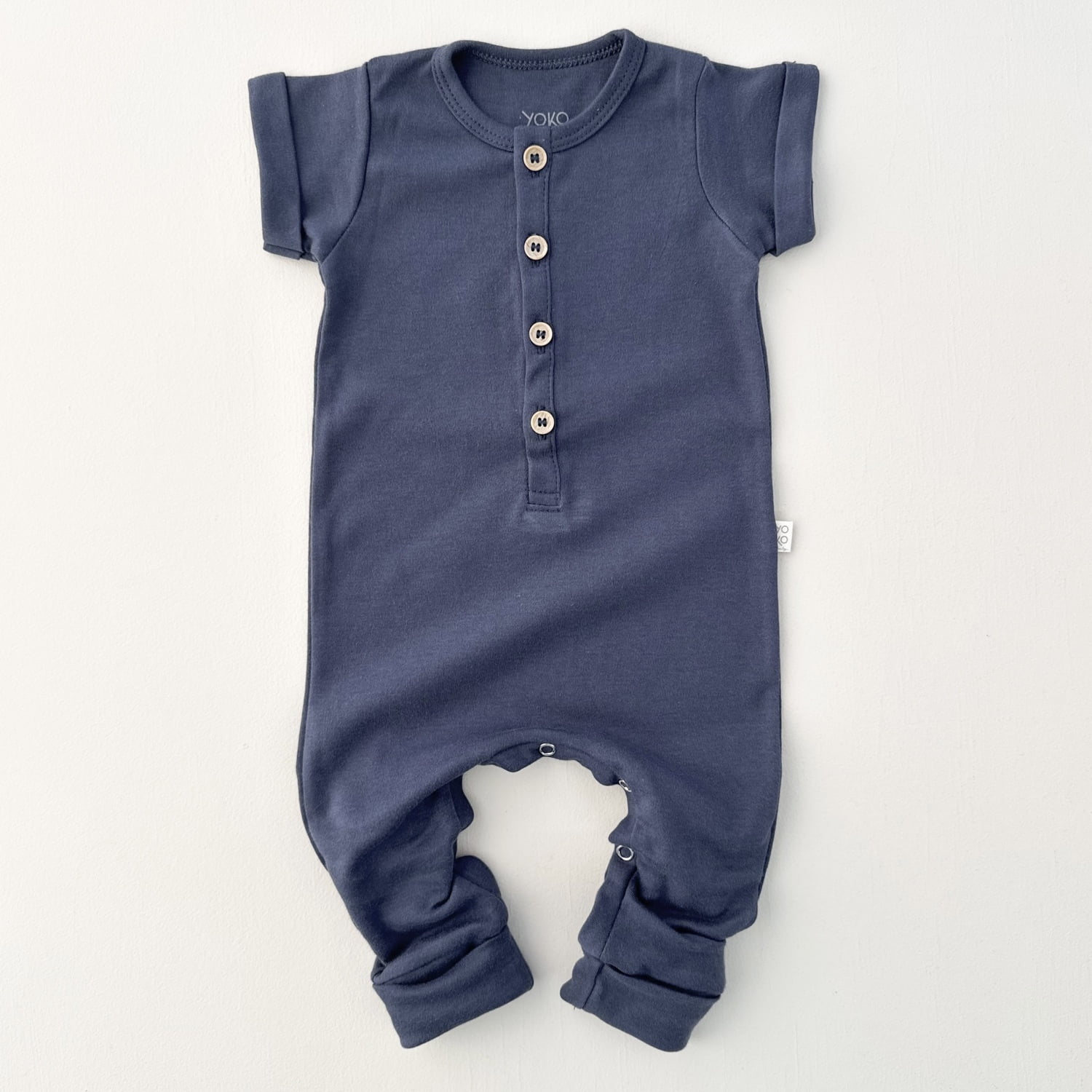 Macacão Bebê Manga Curta Unissex - Algodão Premium - Marinho