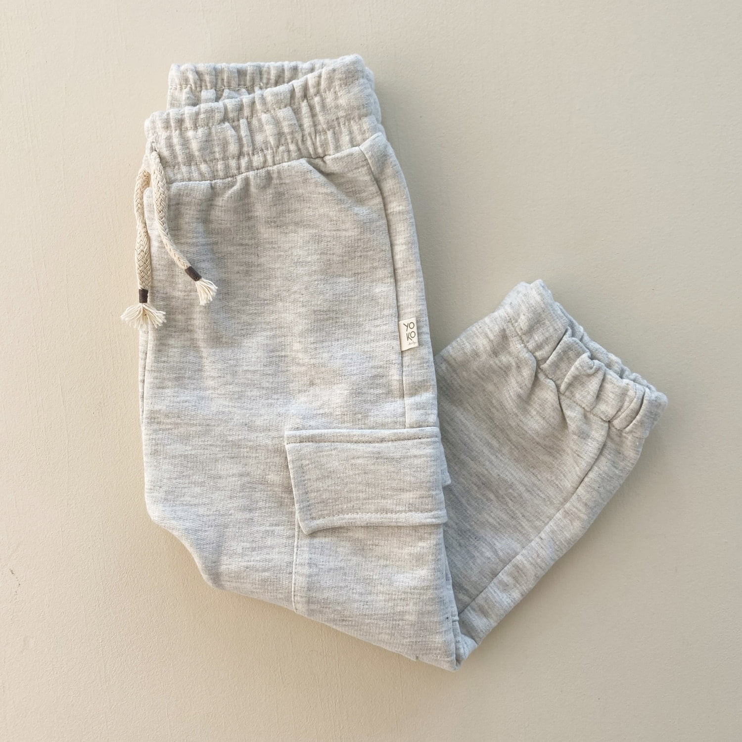 Calça Cargo Kids Moletom - Mescla Natural