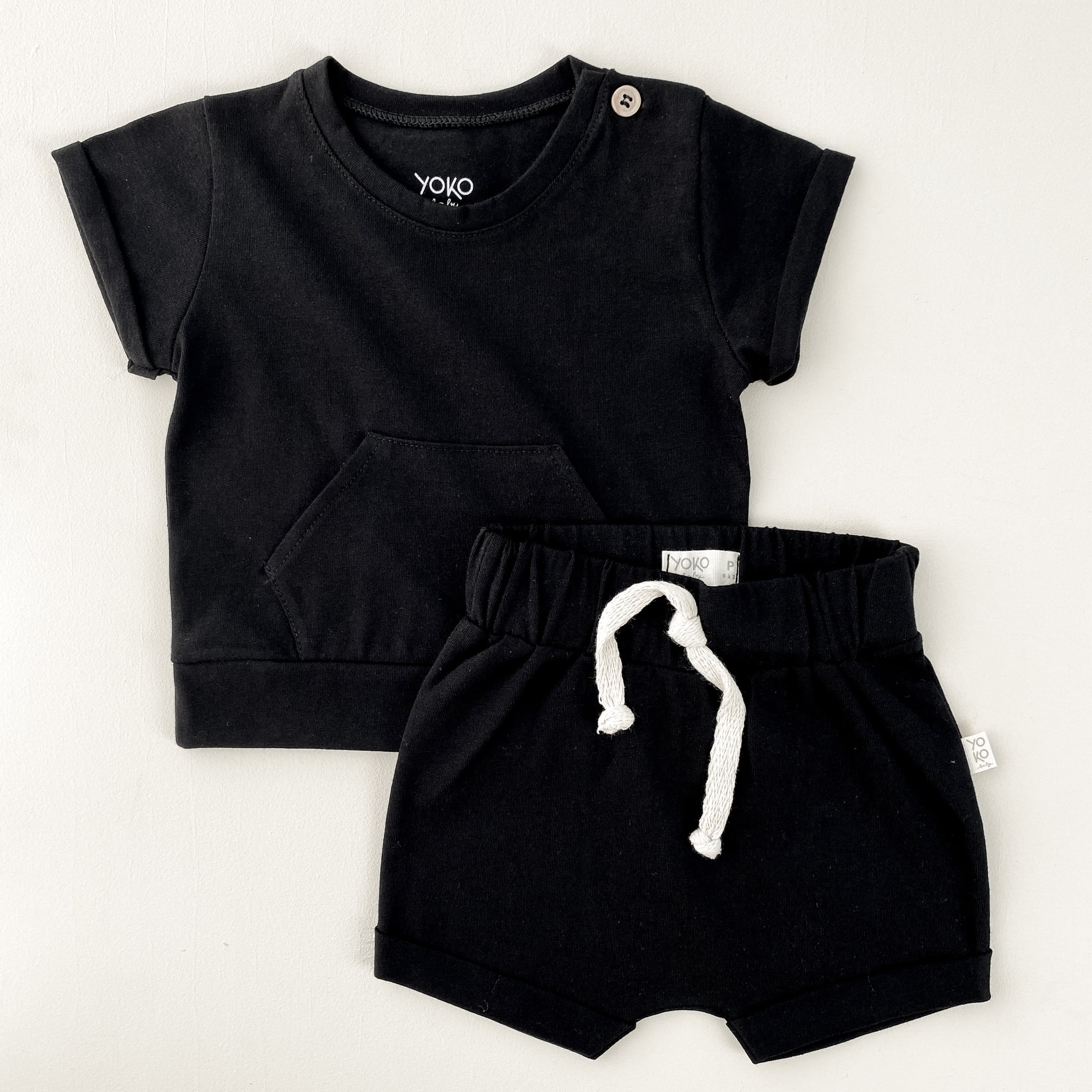 Conjunto Kids Camiseta Bolso e Short - Preto