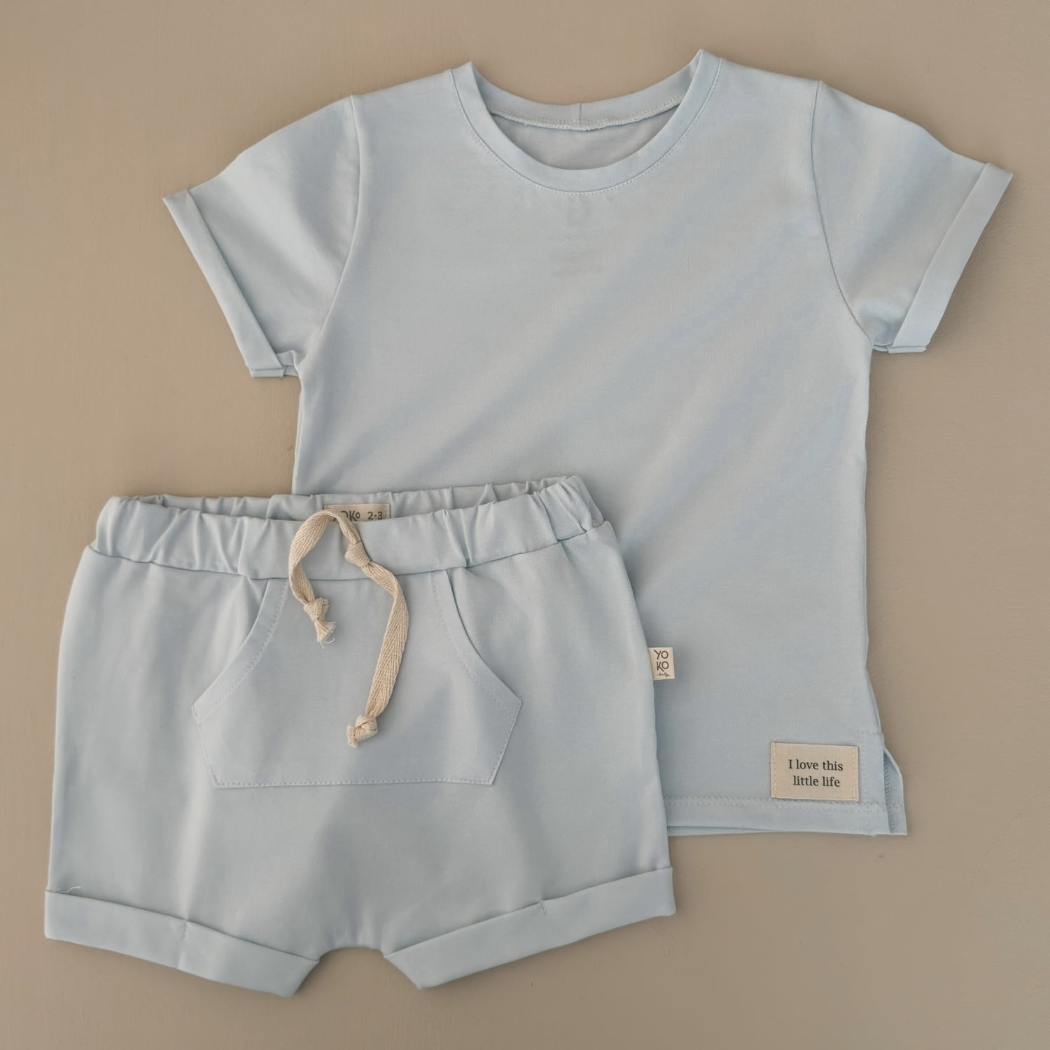 Conjunto Kids Camiseta e Shorts Canguru – Azul Céu