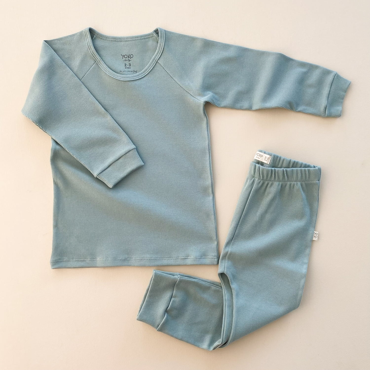 Conjunto kids Manga Longa Canelado - Aqua