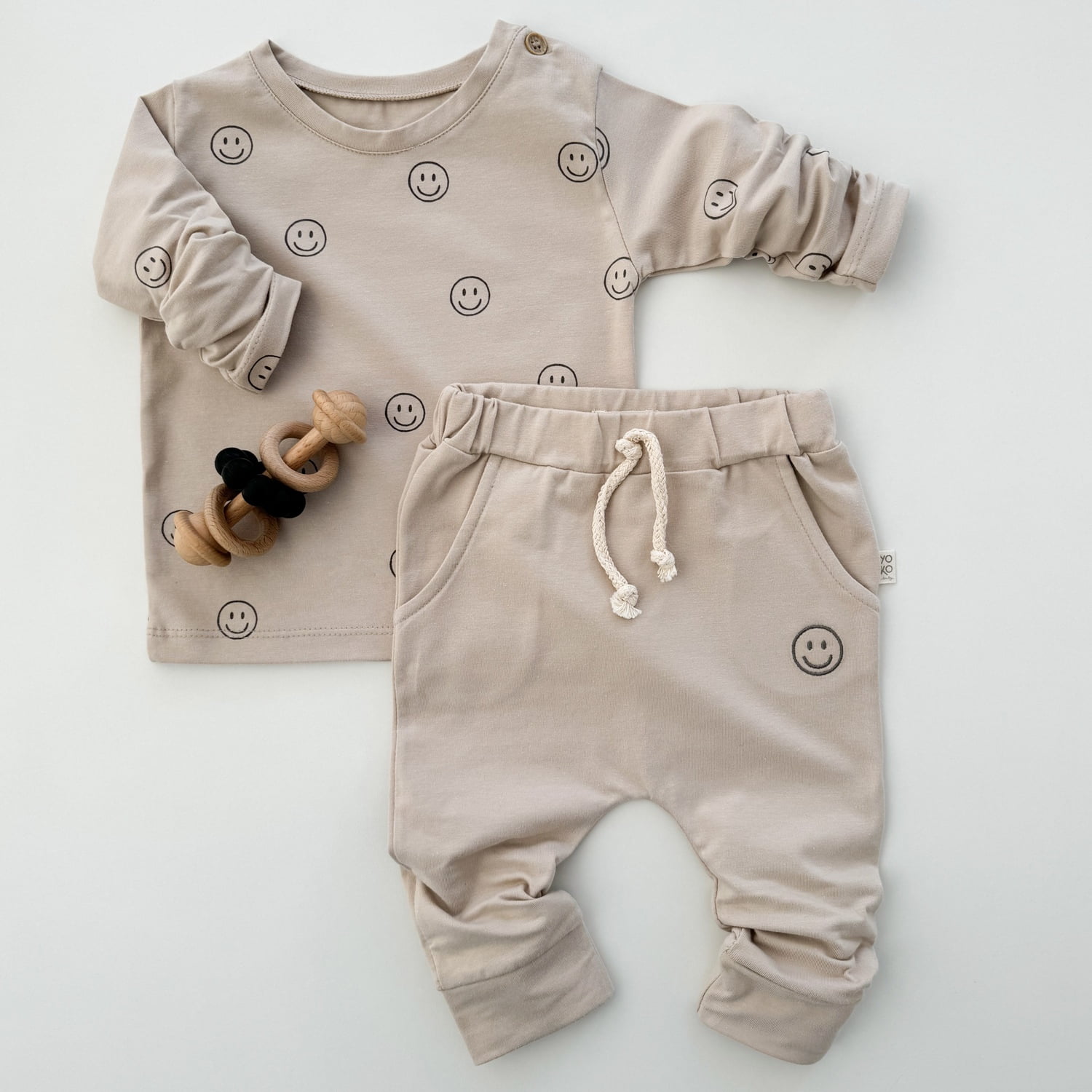 Conjunto Bebe Camiseta Manga Longa e Calça Cotton Leve - Happy