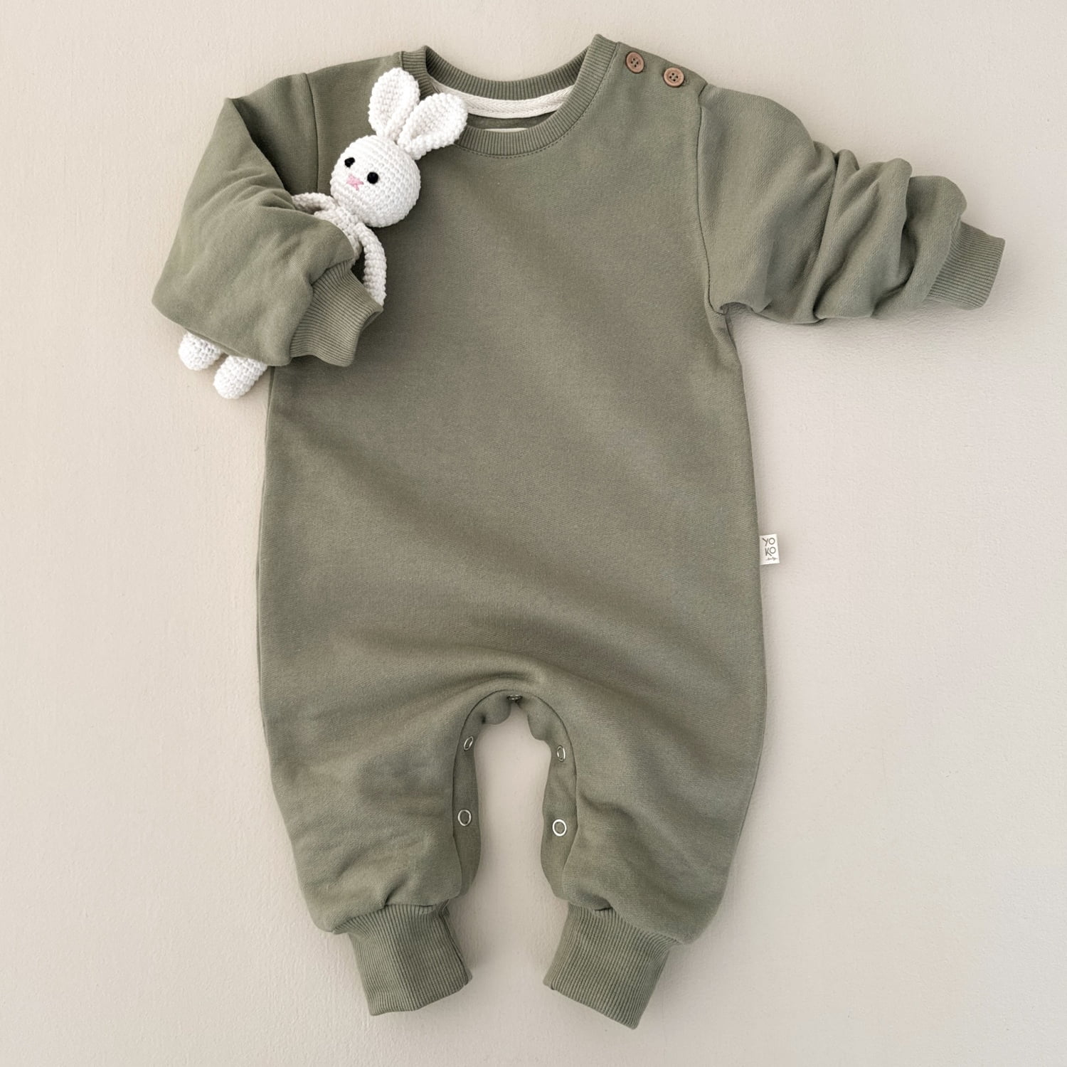 Macacão Bebe Moletom Peluciado Comfy Básico - Verde Pistache