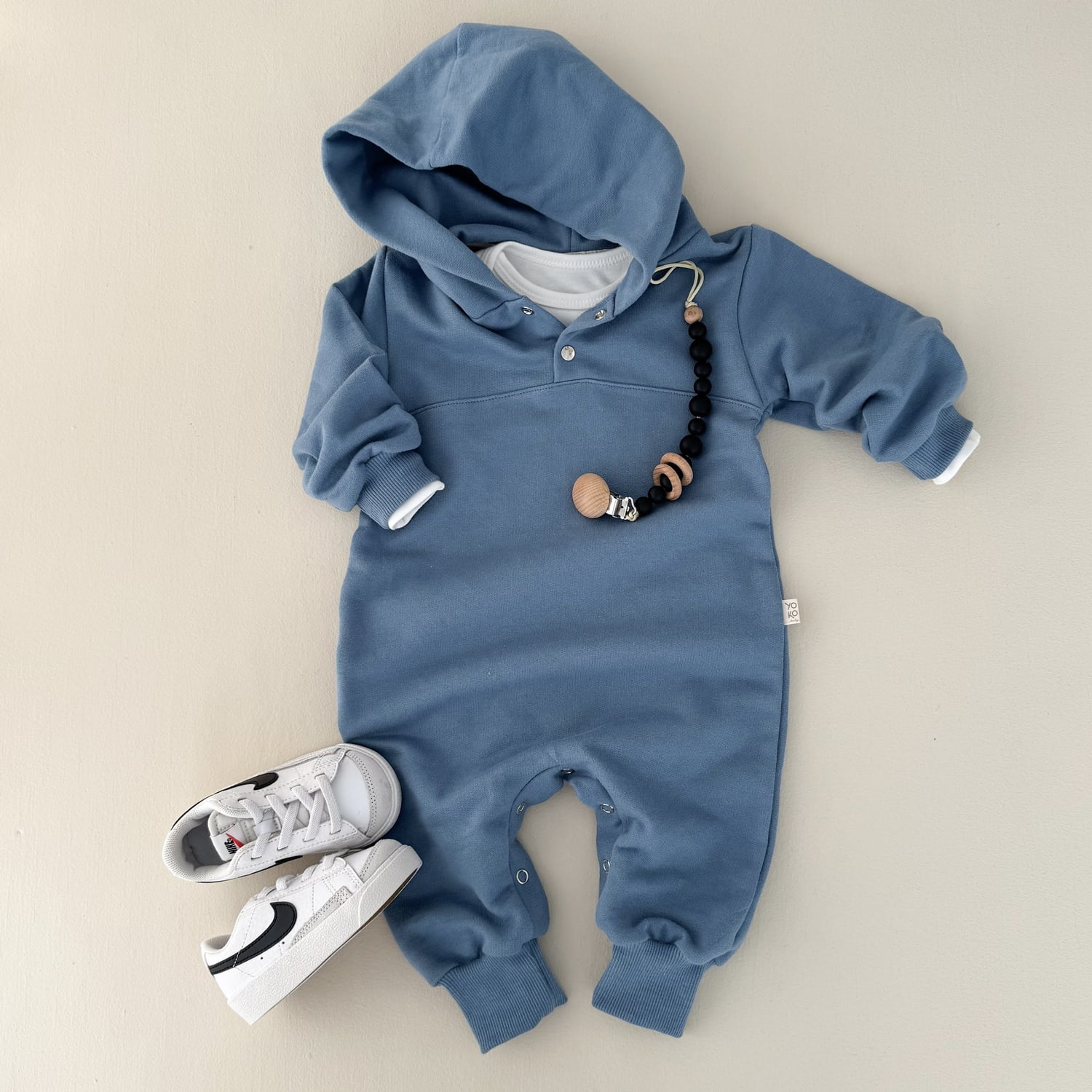 Macacão Bebê Moletom Peluciado Comfy Capuz – Azul Boreal