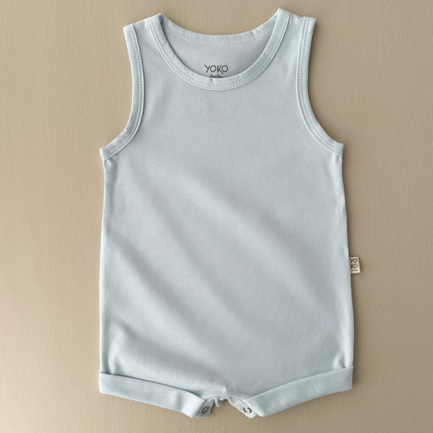 Macaquinho Bebe Regata Cotton Leve - Azul Céu