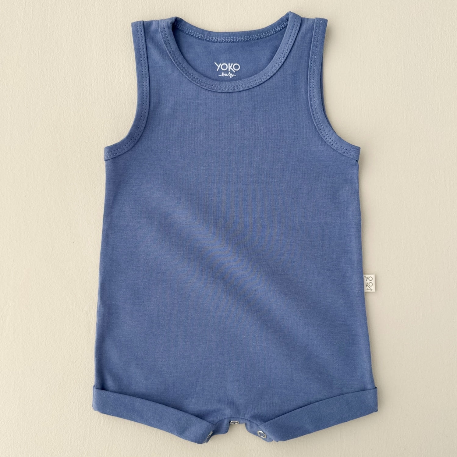 Macaquinho Bebe Regata Cotton Leve - Azul Indigo