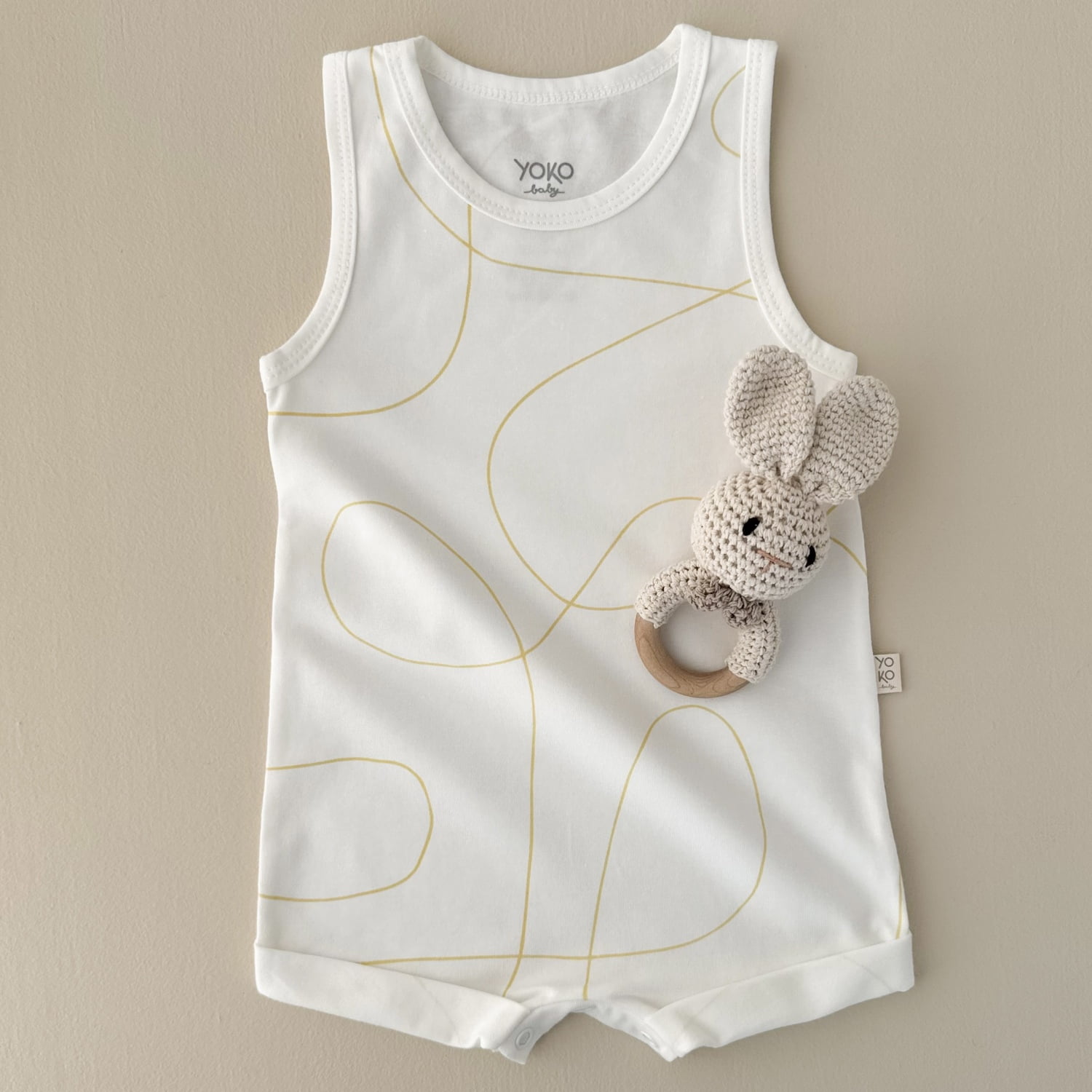 Macaquinho Bebe Regata Cotton Leve - Linhas Orgânicas Amarelo Brulée