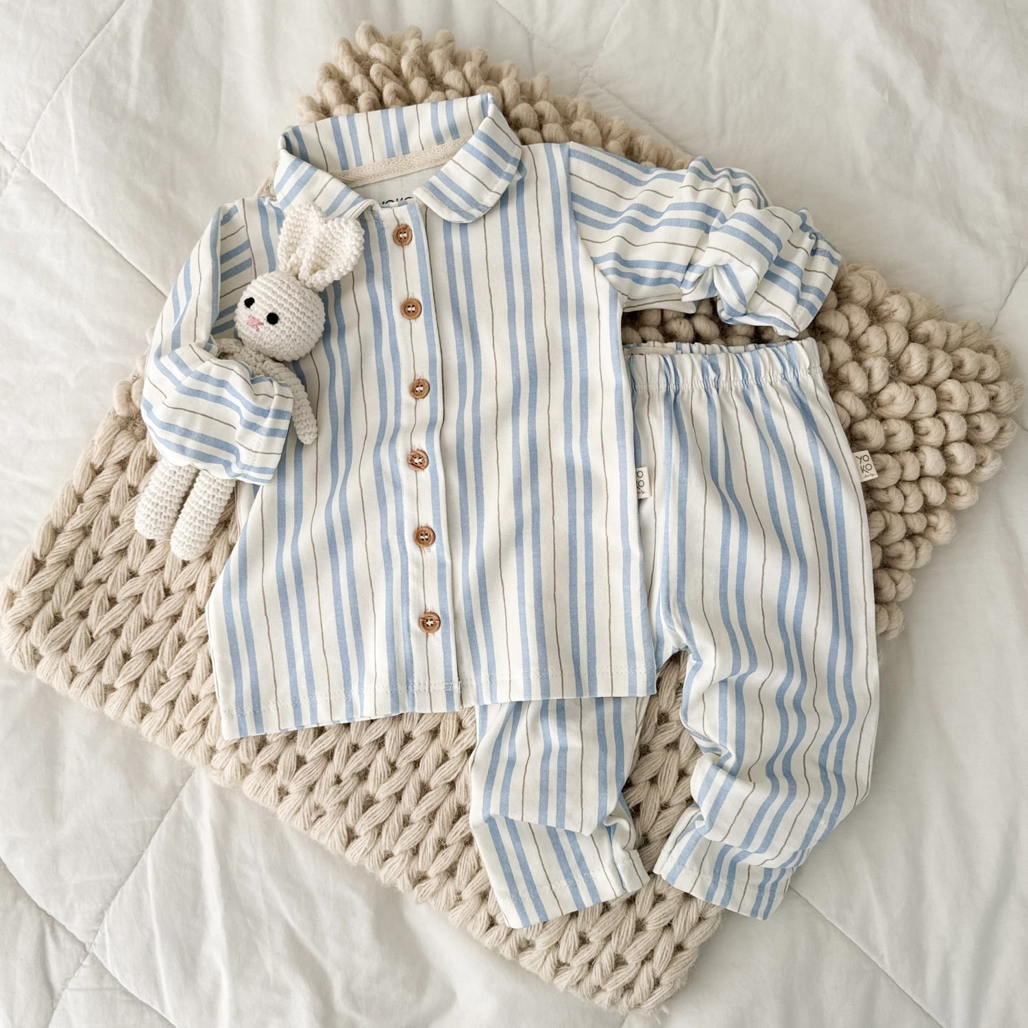 Conjunto Bebê Pijama Manga Longa com Gola – Listras Orgânicas