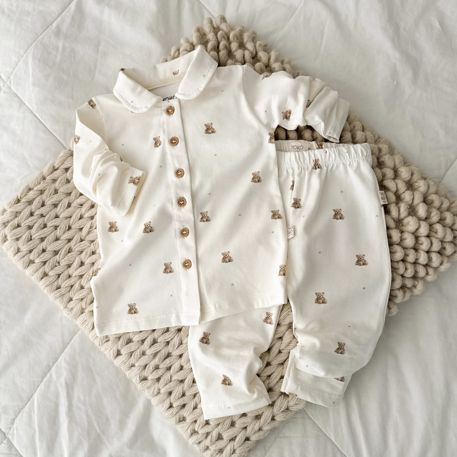 Conjunto Bebê Pijama Manga Longa com Gola – Ursinhos