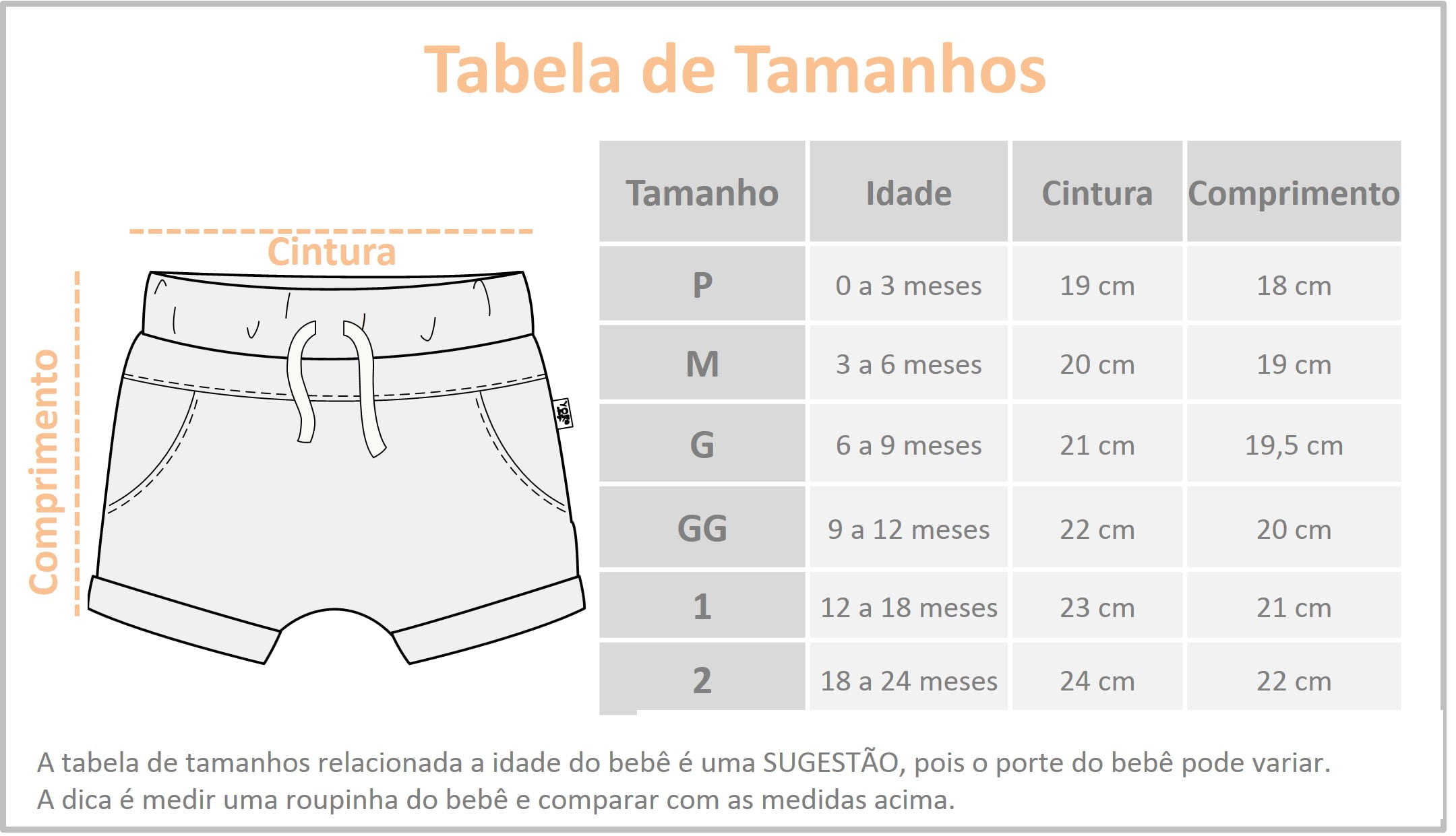 short bebe diferenciado