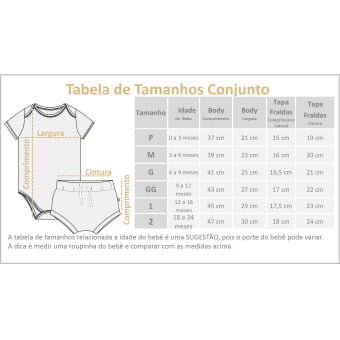 Conjunto Bebe Body Manga Curta e Tapa Fraldas Sol - Off White e Mel 