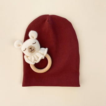 Touca Gorro Bebê e Infantil – Malha Ribana Canelada Algodão Premium - Bordô