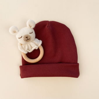 Touca Gorro Bebê e Infantil – Malha Ribana Canelada Algodão Premium - Bordô