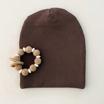 Touca Gorro Bebê e Infantil – Malha Ribana Canelada Algodão Premium - Cacau