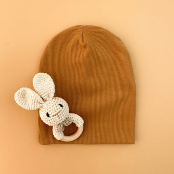 Touca Gorro Bebê e Infantil – Malha Ribana Canelada Algodão Premium - Caramelo