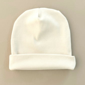 Touca Gorro Bebê e Infantil – Malha Ribana Canelada Algodão Premium - Natural