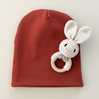 Touca Gorro Bebê e Infantil – Malha Ribana Canelada Algodão Premium - Terracota