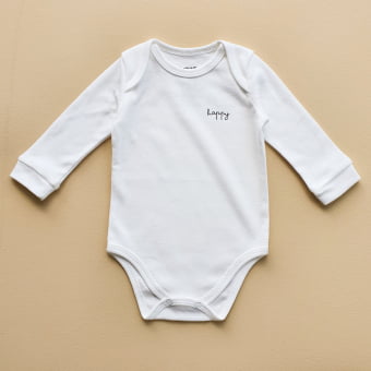 Body Bebê Manga Longa Unissex – Algodão Premium - Happy