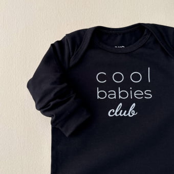 Body Bebe Manga Longa Unissex Preto - Cool Babies Club
