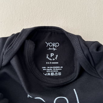 Body Bebe Manga Longa Unissex Preto - Cool Babies Club