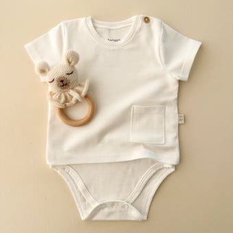 Body Camiseta Bebe Manga Curta - Off White