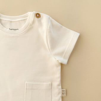 Body Camiseta Bebe Manga Curta - Off White