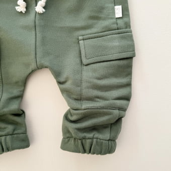 Calça Cargo Bebe Moletom - Verde Floresta