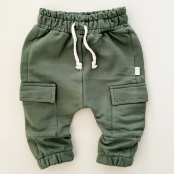 Calça Cargo Kids Moletom - Verde Floresta